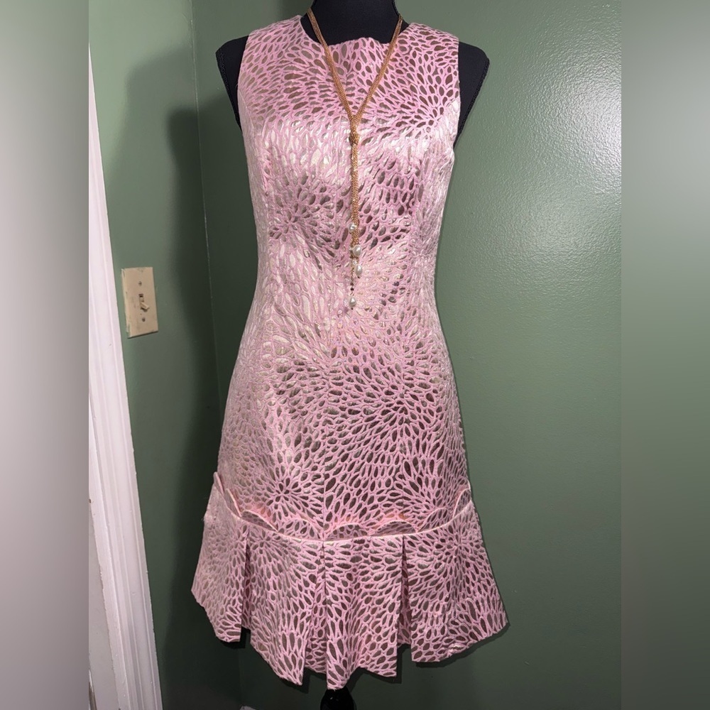Lilly Pulitzer Pink and Silver Textured Dress - Picture 4 of 11